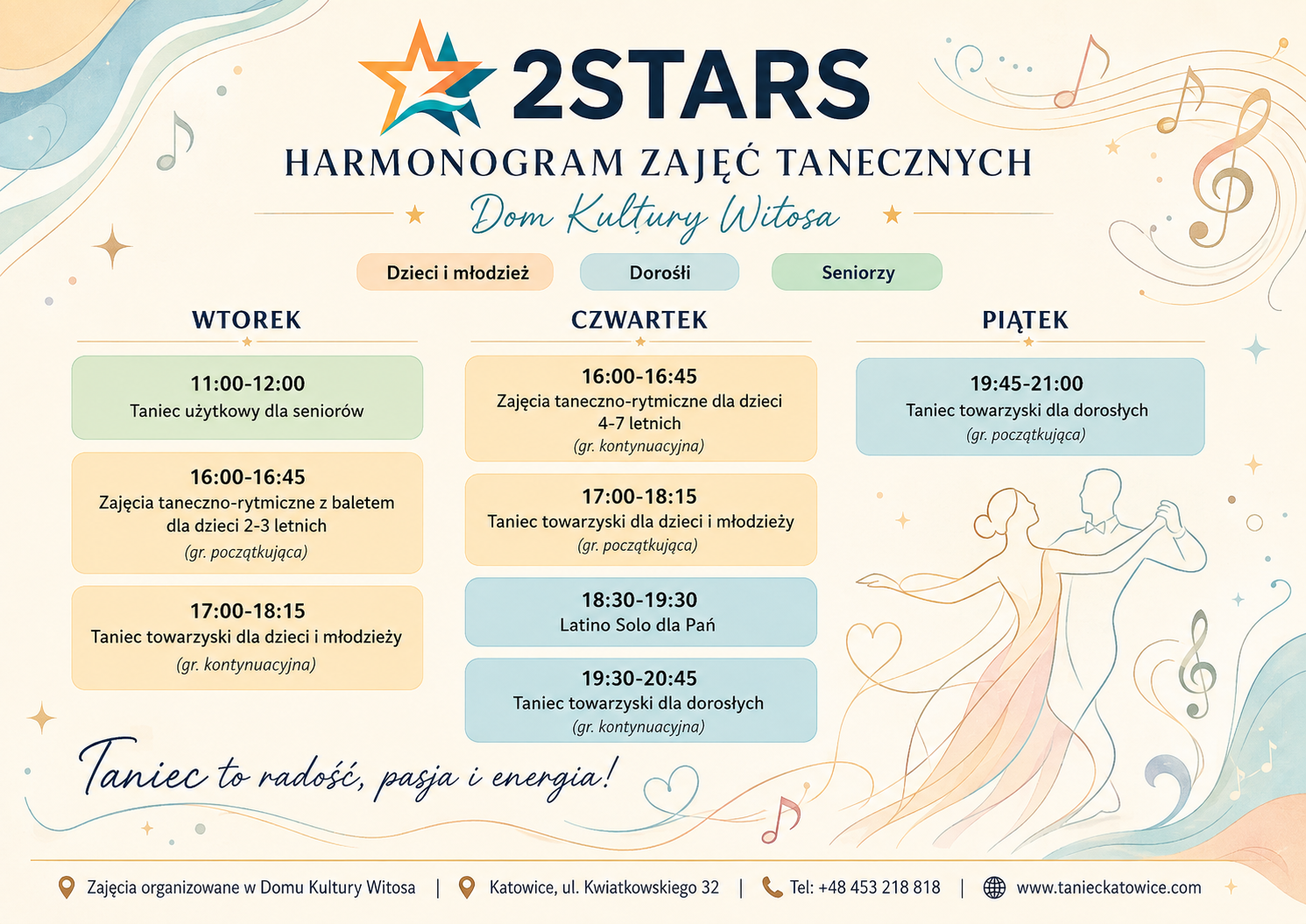 Harmonogram Zajęć Tanecznych 2STARS 2026/2027